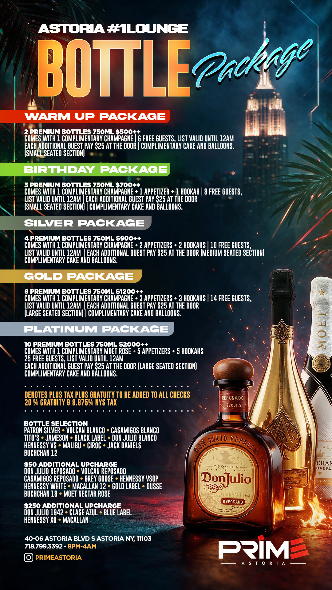 Prime Astoria Bottle Service